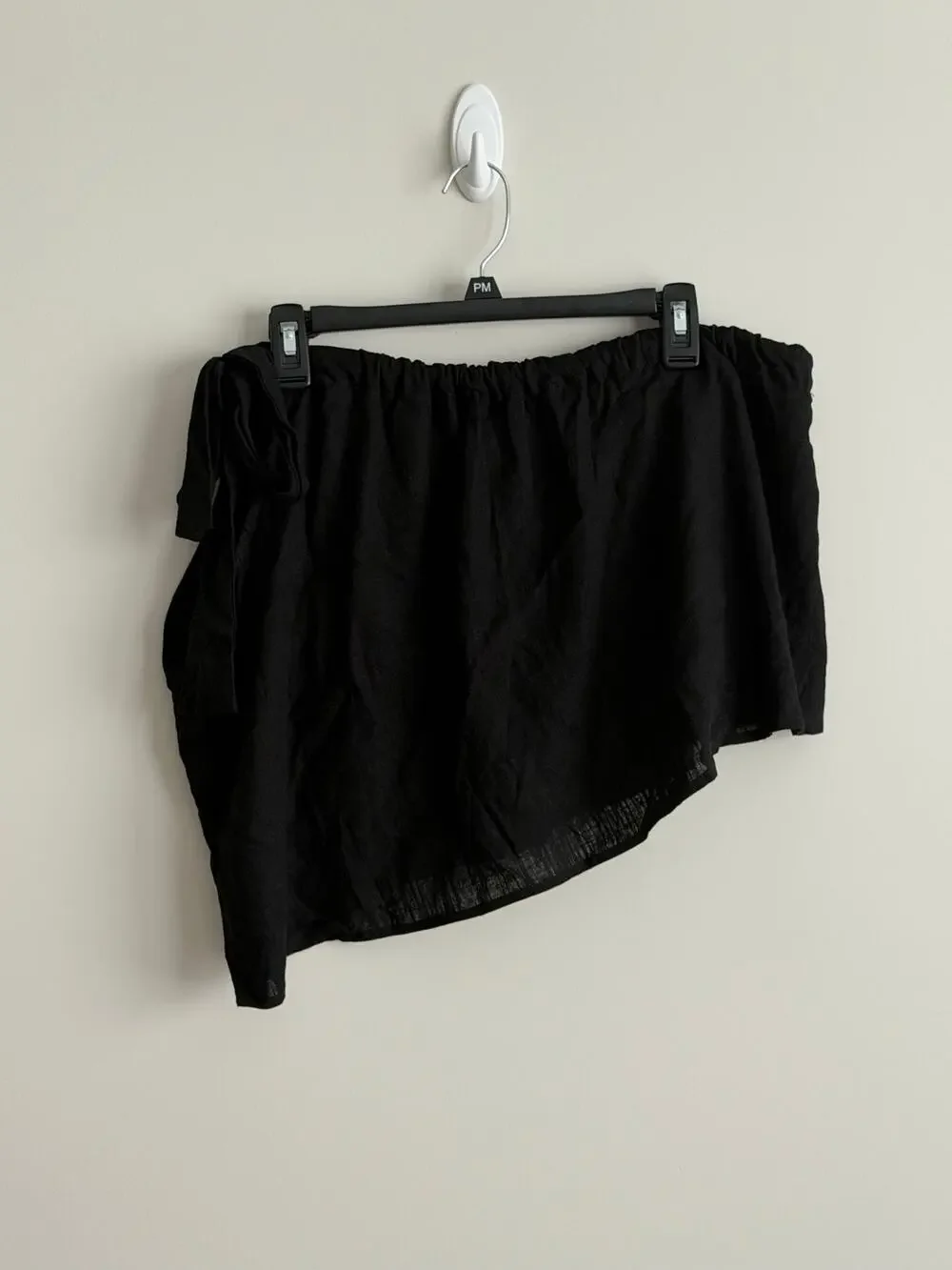 Crescent Black Linen Blend Asymmetric Wrap Mini Skirt NWT Medium